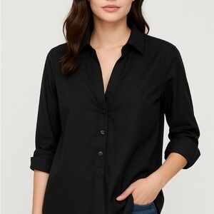 Jennifer and Grace Black Button-Down Tunic Shirt Women’s Size L
